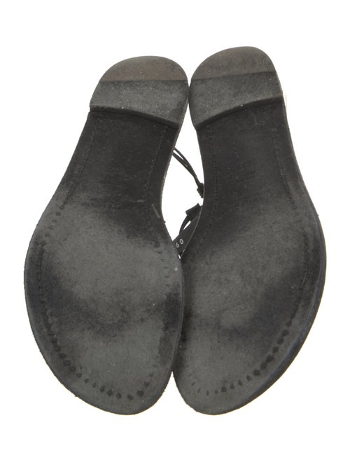 Ralph Lauren Collection Leather Printed T-Strap Sandals