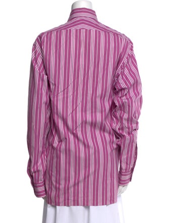 Ralph Lauren Collection Striped Long Sleeve Button-Up Top