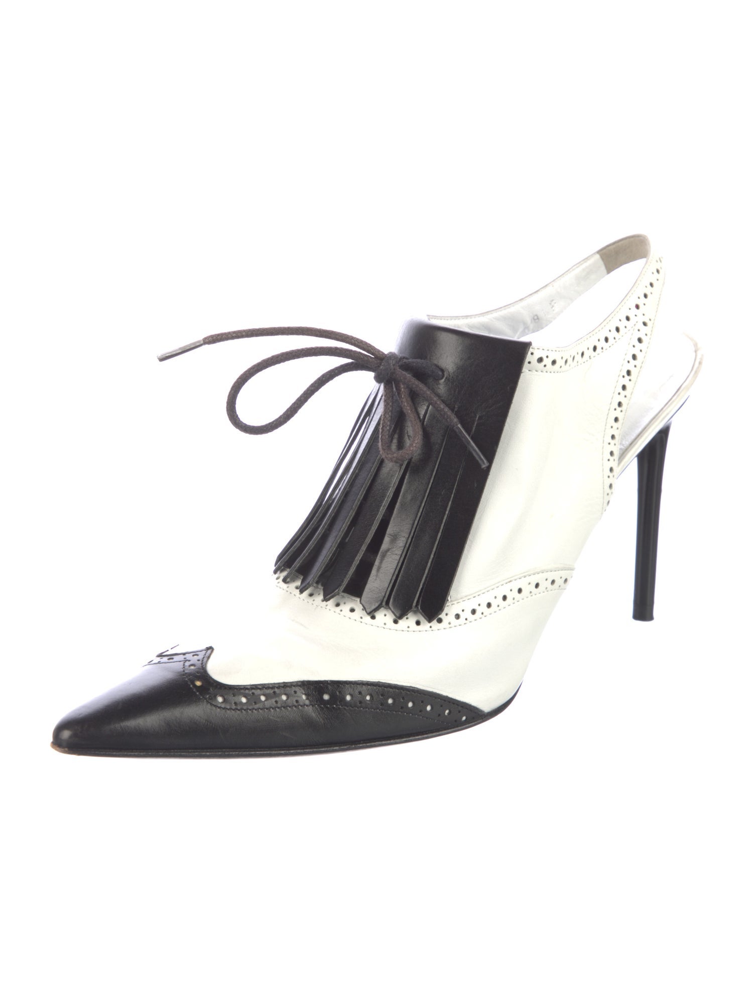 Ralph Lauren Collection Leather Colorblock Pattern Slingback Pumps