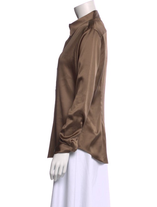 Ralph Lauren Collection Silk Long Sleeve Button-Up Top