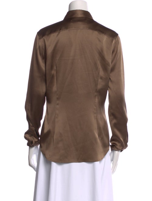 Ralph Lauren Collection Silk Long Sleeve Button-Up Top