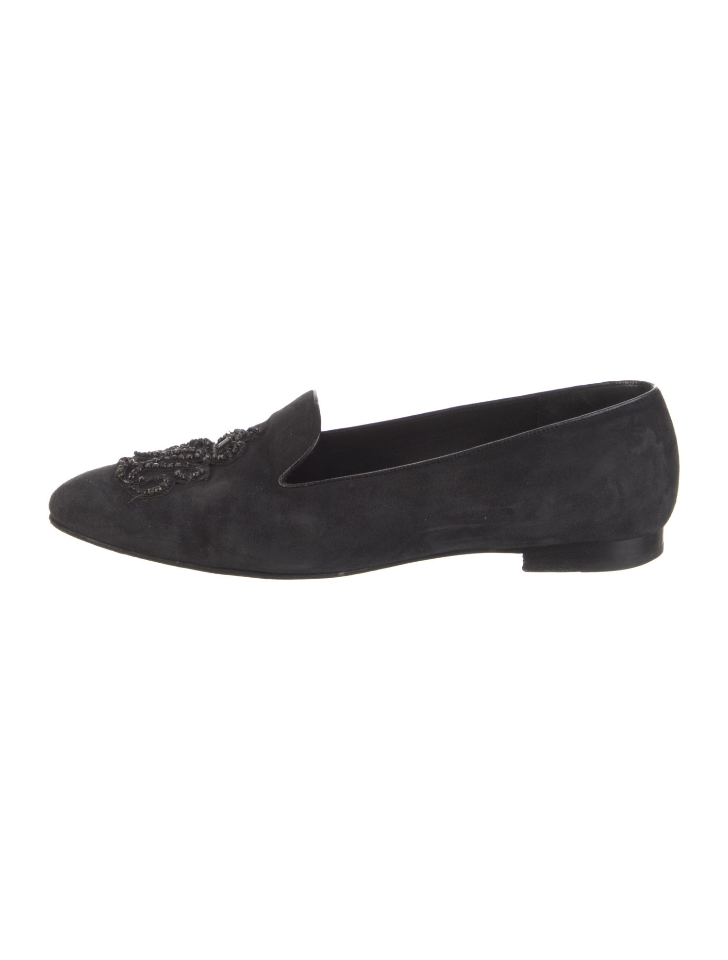 Ralph Lauren Collection Suede Crystal Embellishments Loafers