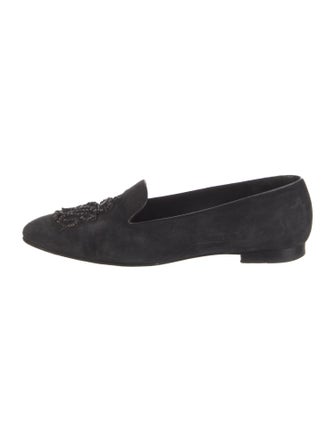 Ralph Lauren Collection Suede Crystal Embellishments Loafers