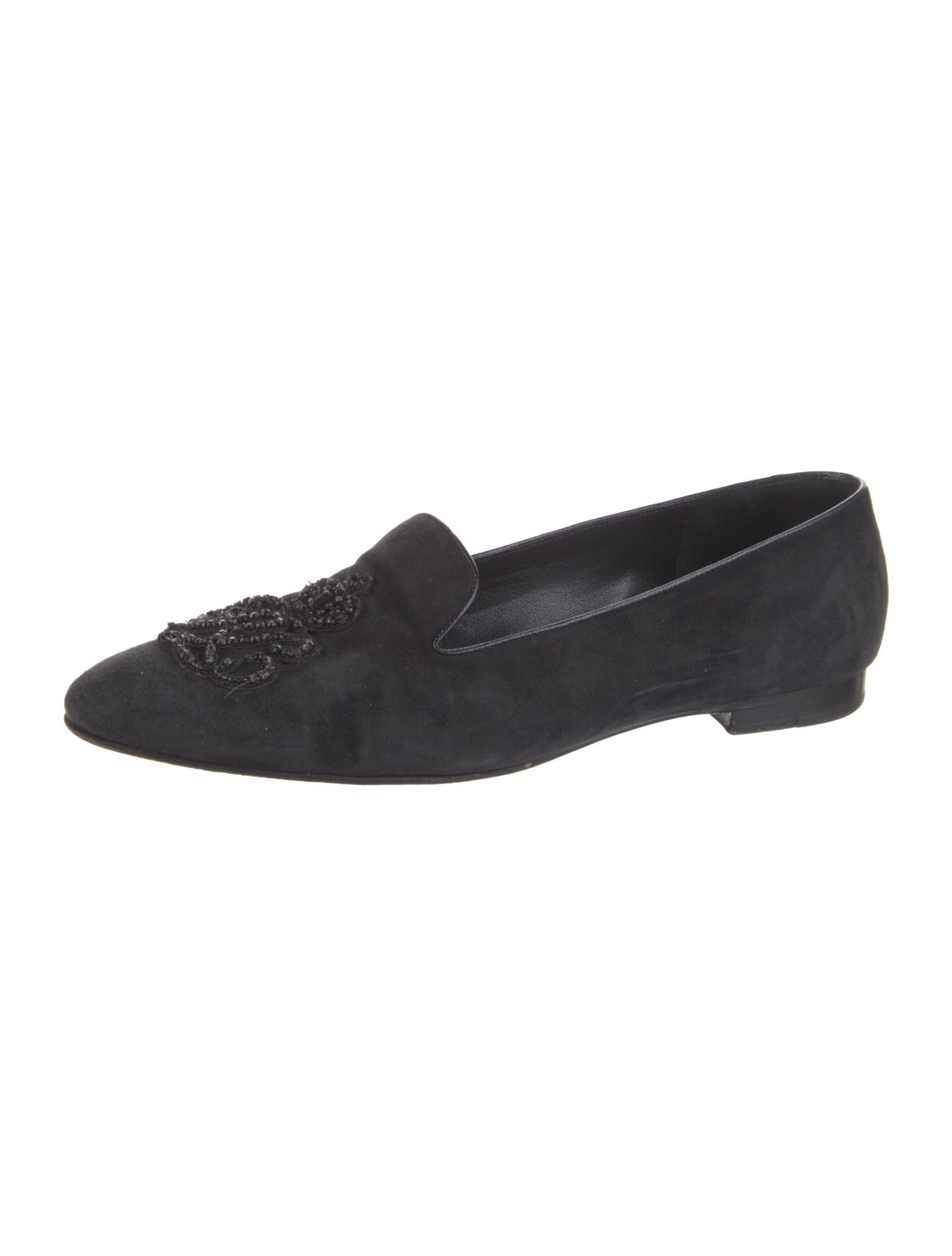 Ralph Lauren Collection Suede Crystal Embellishments Loafers