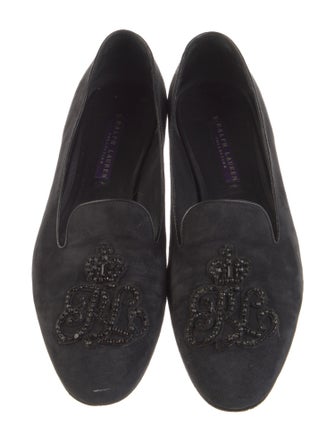 Ralph Lauren Collection Suede Crystal Embellishments Loafers