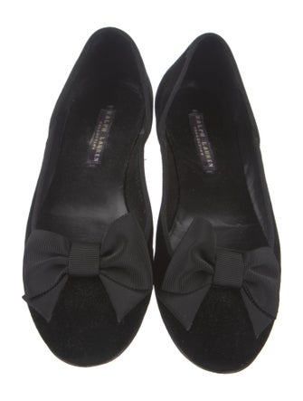 Ralph Lauren Collection Velvet Bow Accents Ballet Flats
