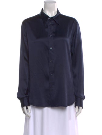 Ralph Lauren Collection Silk Long Sleeve Button-Up Top