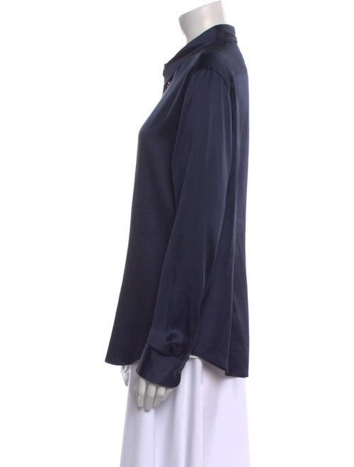 Ralph Lauren Collection Silk Long Sleeve Button-Up Top