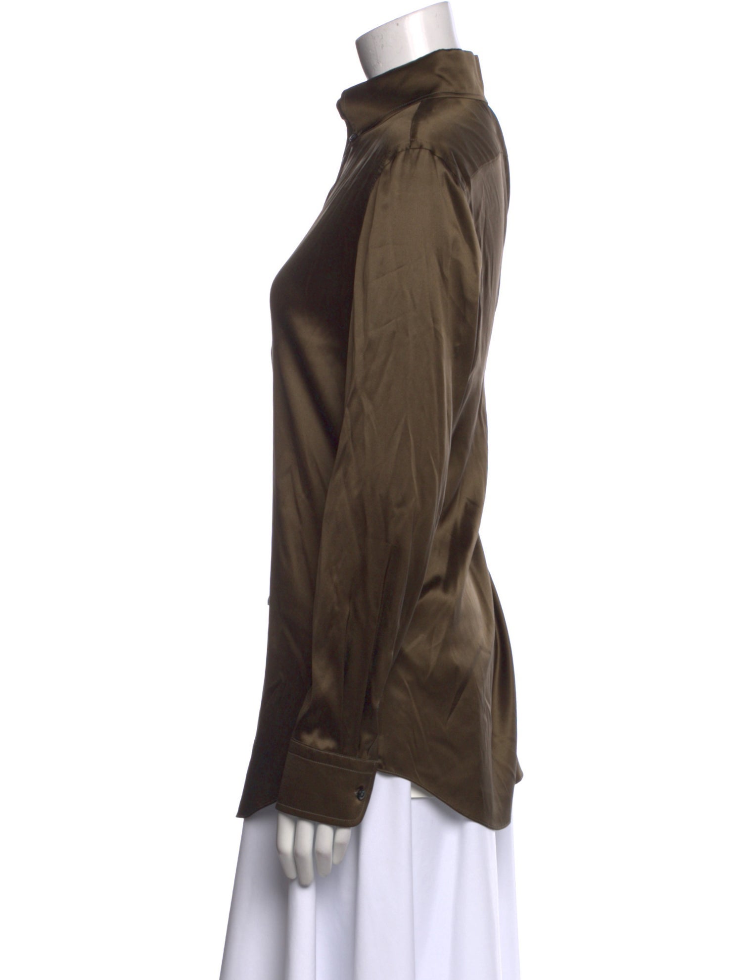 Ralph Lauren Collection Silk Long Sleeve Button-Up Top