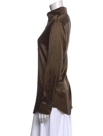 Ralph Lauren Collection Silk Long Sleeve Button-Up Top