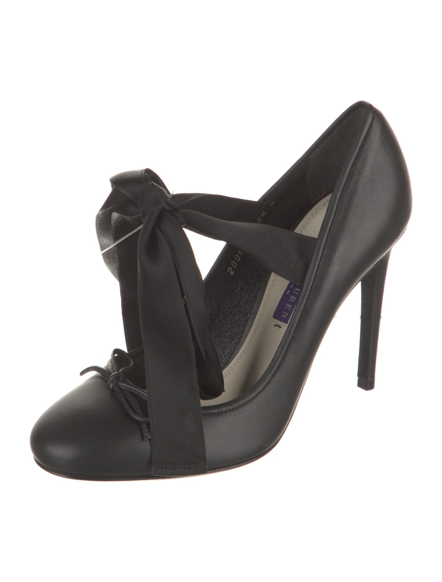 Ralph Lauren Collection Leather Bow Accents Pumps