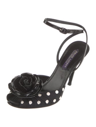 Ralph Lauren Collection Leather Polka Dot Print Slingback Pumps