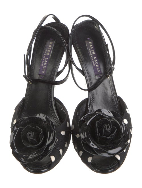 Ralph Lauren Collection Leather Polka Dot Print Slingback Pumps