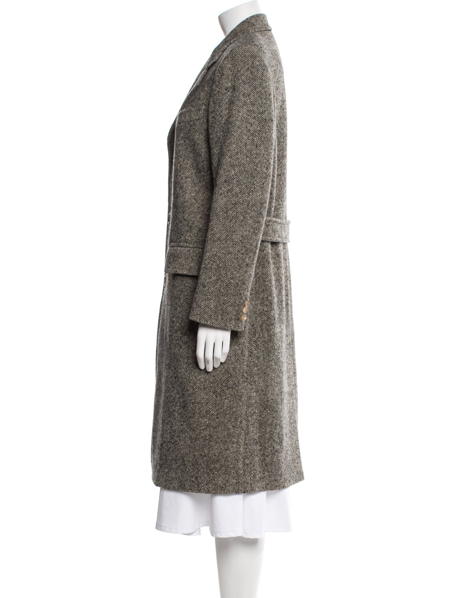 Ralph Lauren Collection Lambswool Tweed Pattern Faux Fur Coat