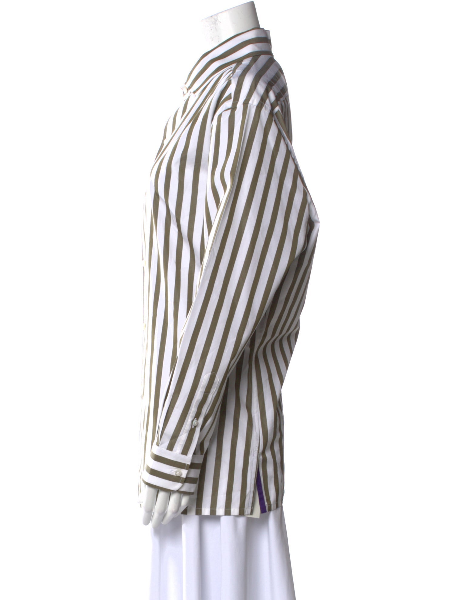 Ralph Lauren Collection Striped Long Sleeve Button-Up Top