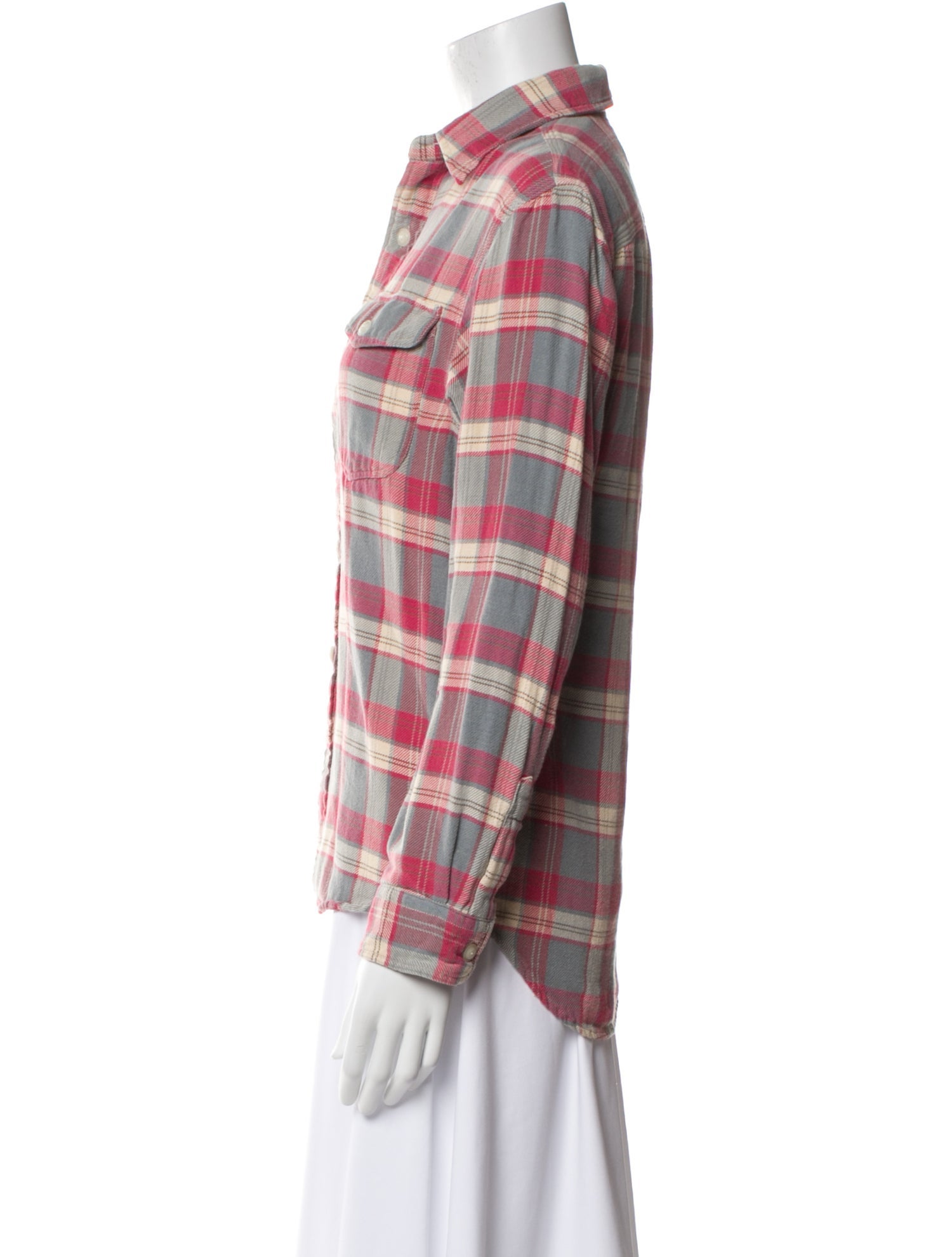 Ralph Lauren Collection Plaid Print Long Sleeve Button-Up Top