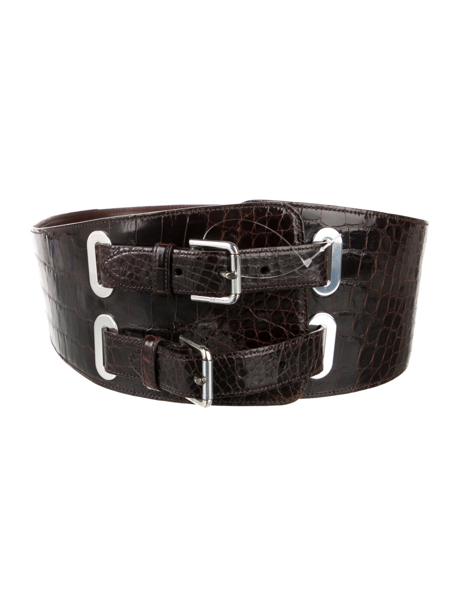 Ralph Lauren Collection Wide Embossed Leather Waist Belt