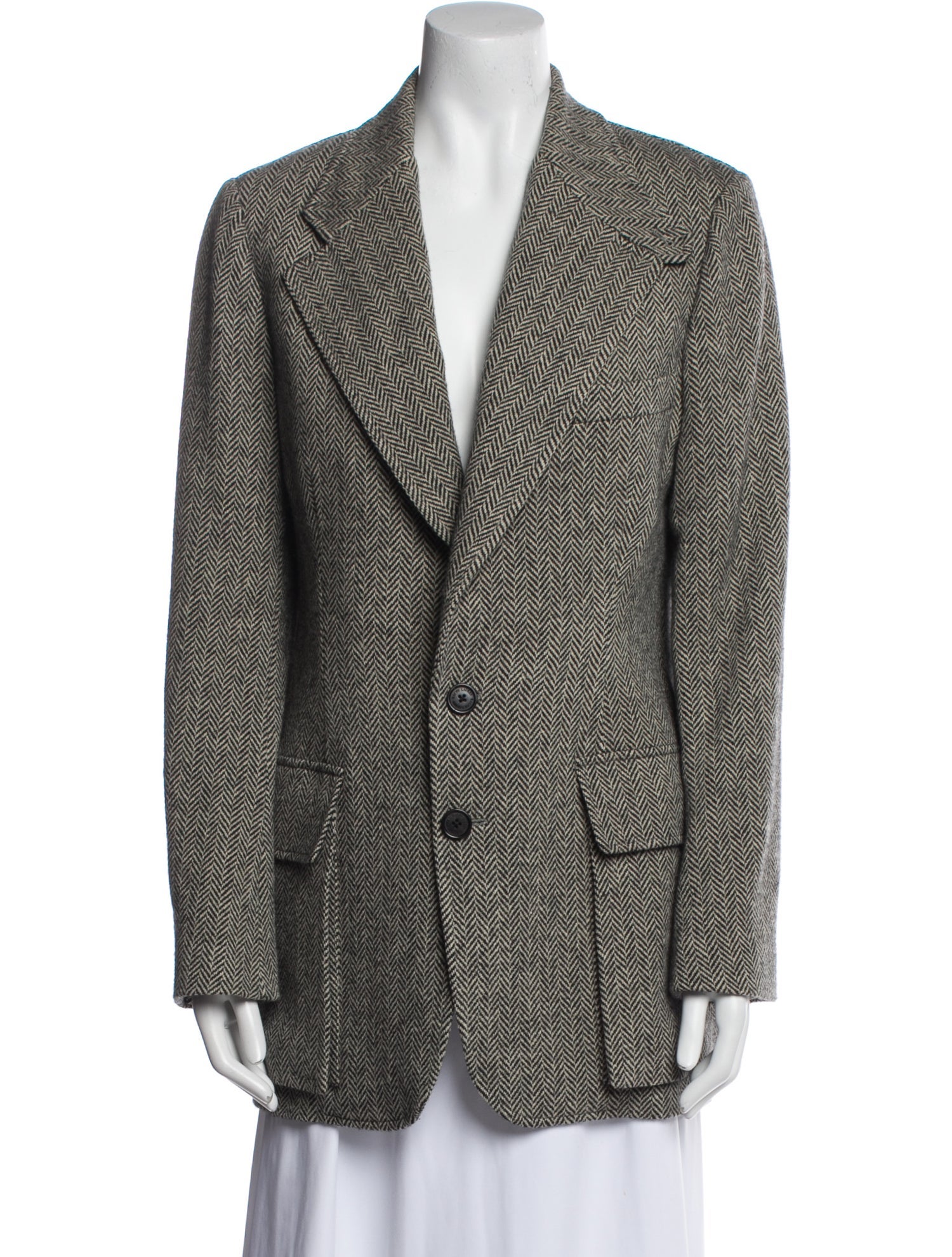 Ralph Lauren Collection Wool Houndstooth Print Blazer