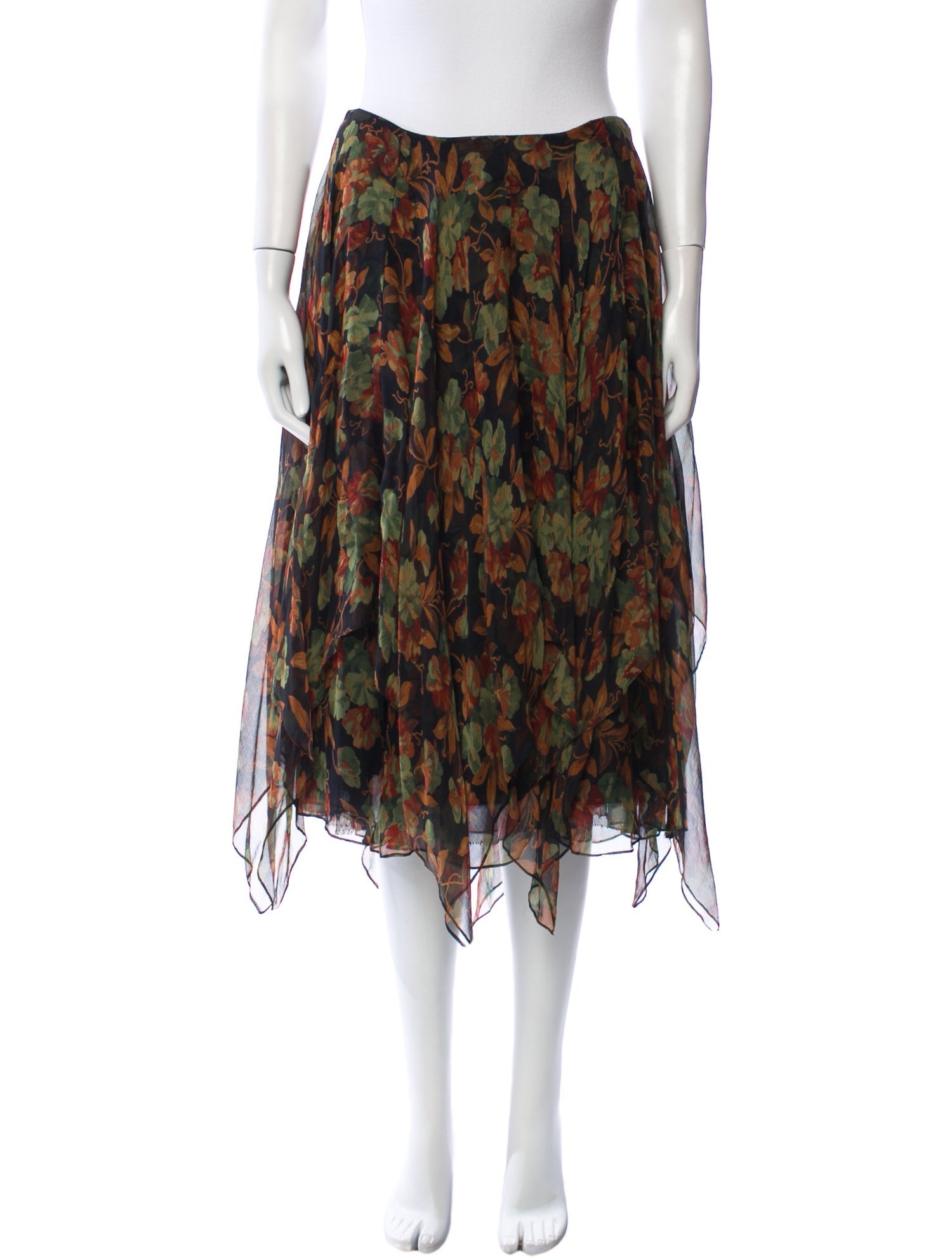 Ralph Lauren Collection Silk Midi Length Skirt