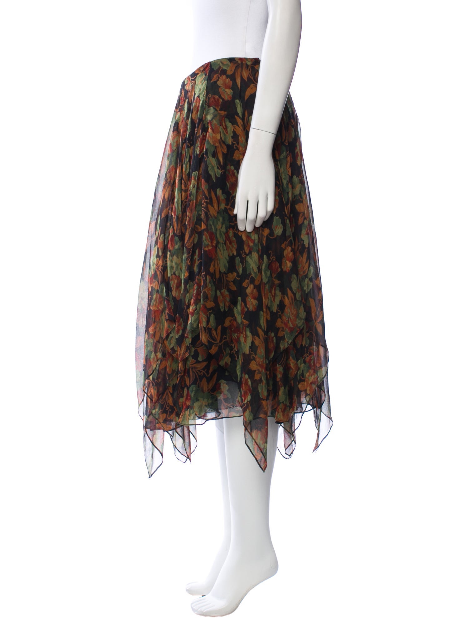 Ralph Lauren Collection Silk Midi Length Skirt