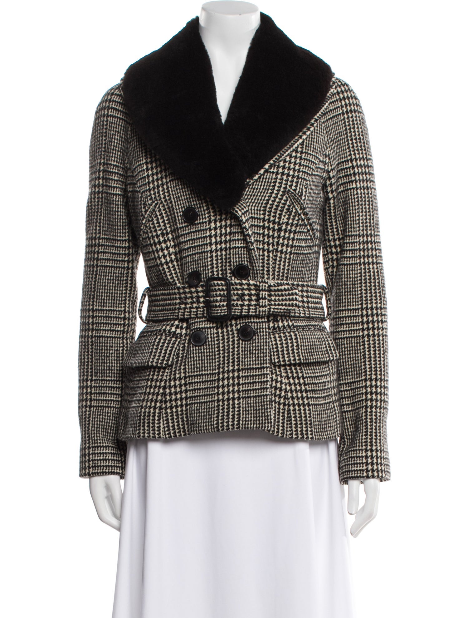 Ralph Lauren Collection Wool Plaid Print Coat