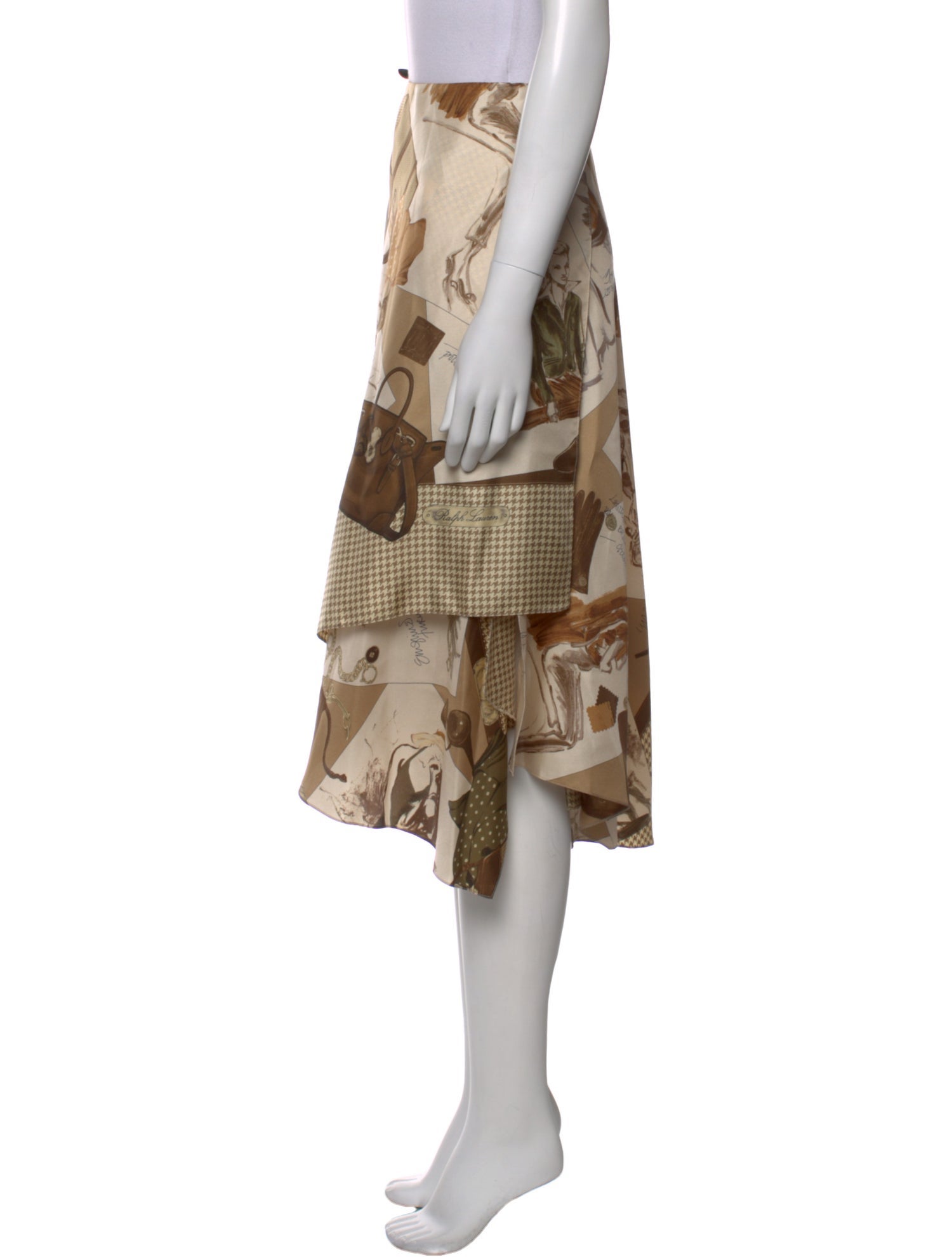 Ralph Lauren Collection Silk Midi Length Skirt