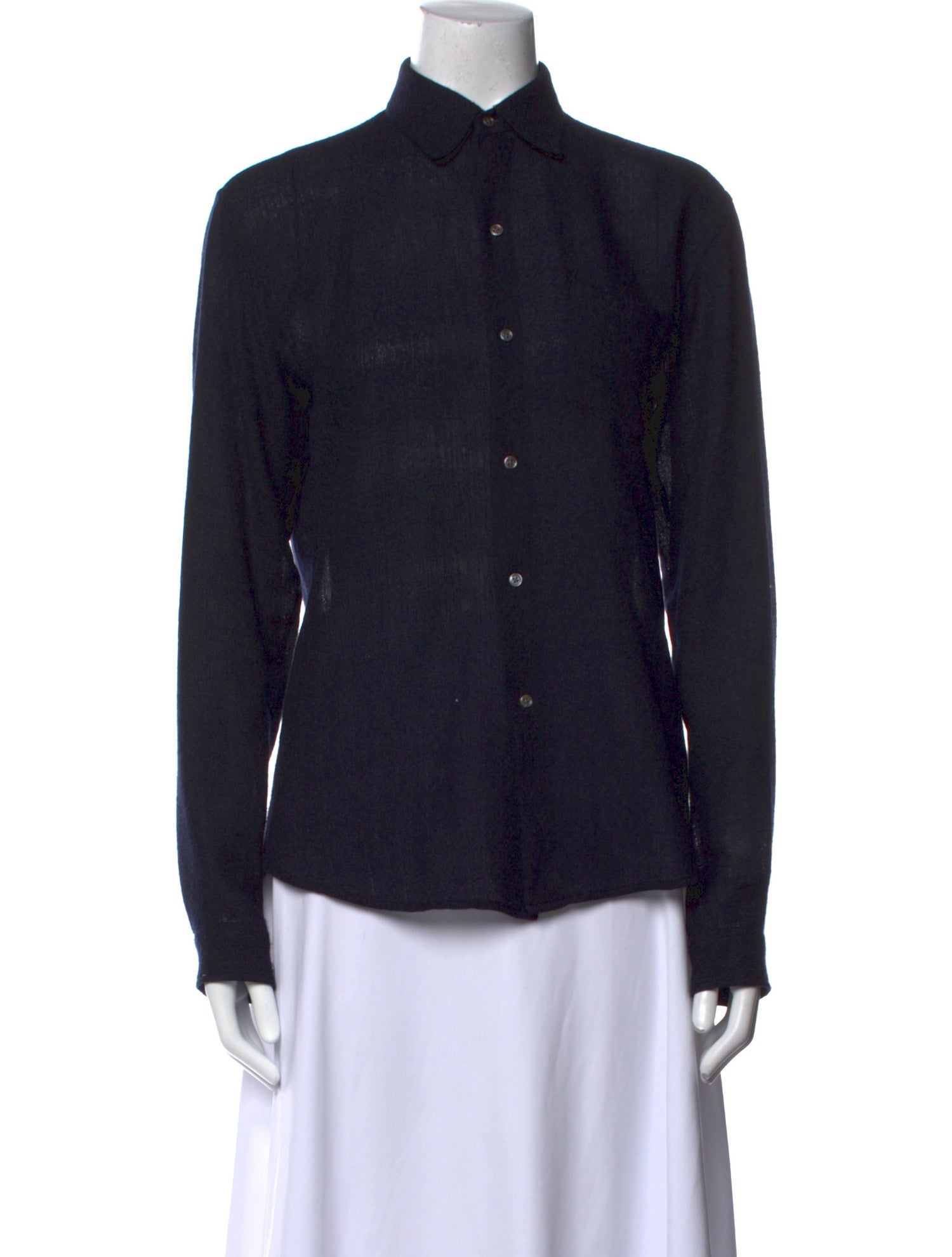 Ralph Lauren Collection Cashmere Long Sleeve Button-Up Top