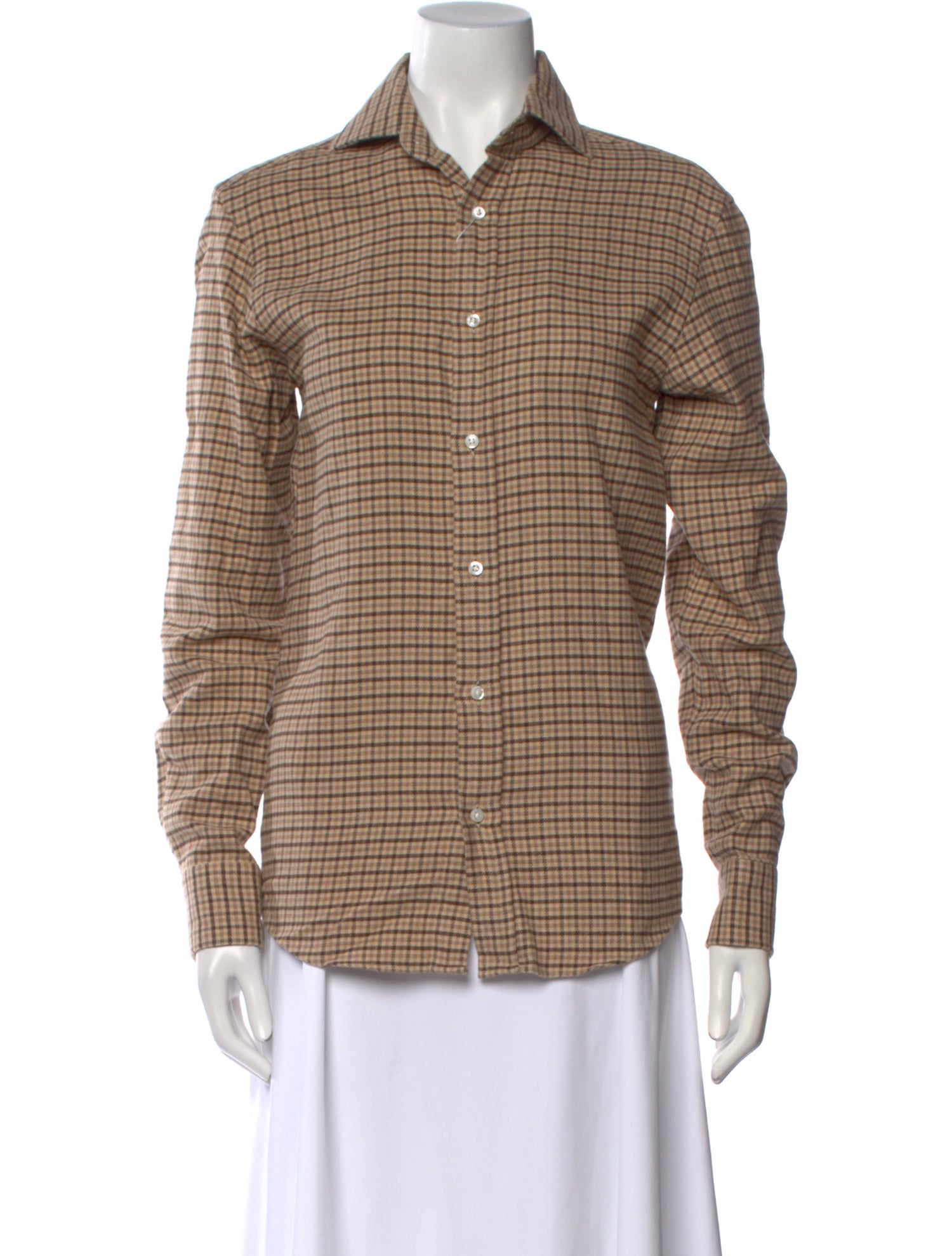 Ralph Lauren Collection Plaid Print Long Sleeve Button-Up Top w/ Tags