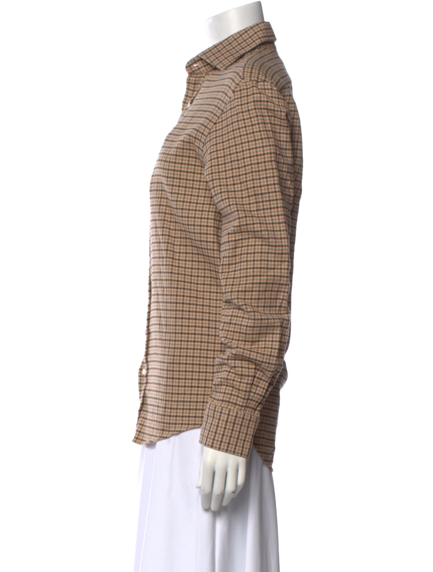 Ralph Lauren Collection Plaid Print Long Sleeve Button-Up Top w/ Tags