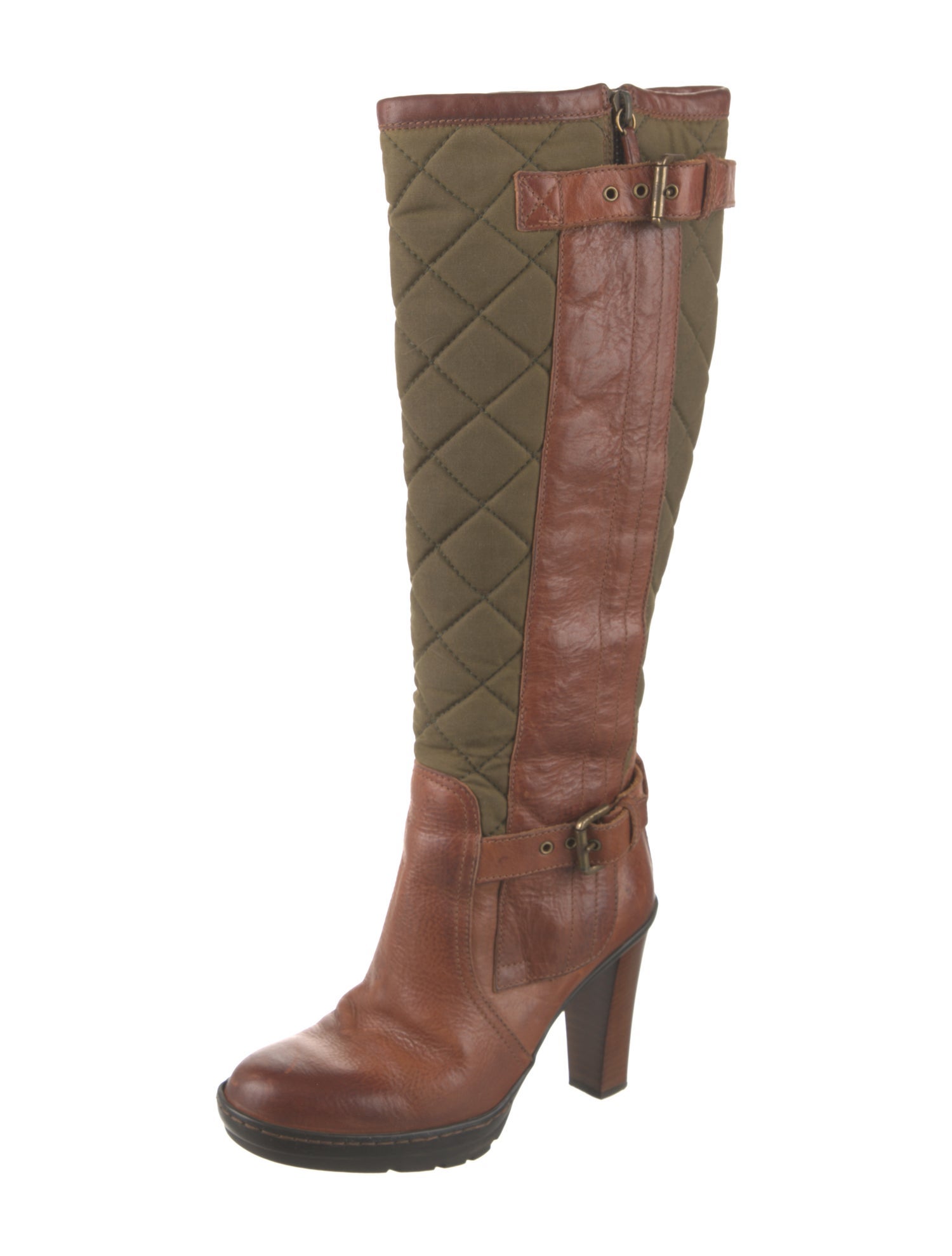 Ralph Lauren Collection Leather Colorblock Pattern Boots