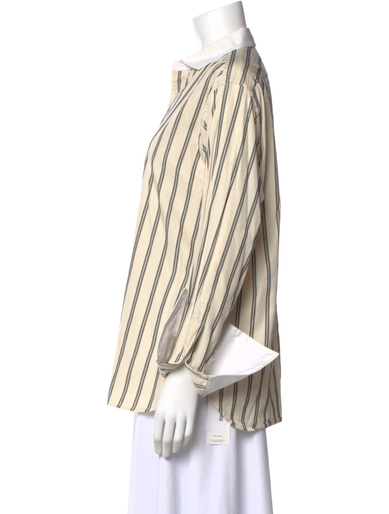 Ralph Lauren Collection Striped Long Sleeve Button-Up Top