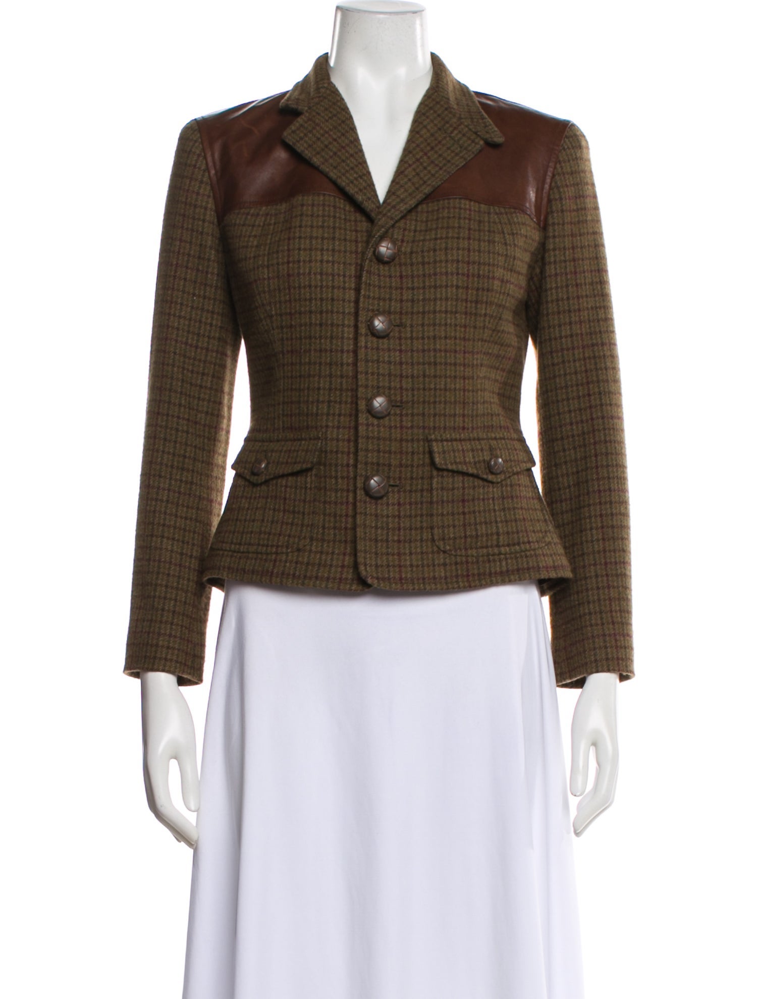 Ralph Lauren Collection Cashmere Plaid Print Fur Jacket