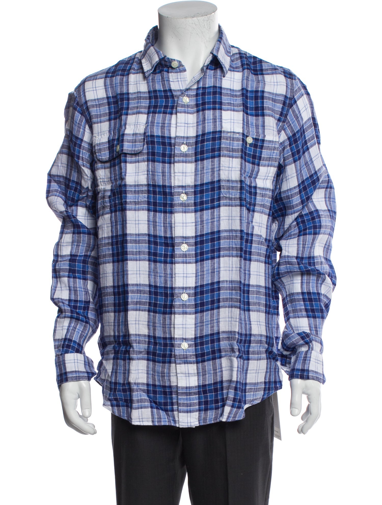 Ralph Lauren Collection Linen Plaid Print Shirt w/ Tags