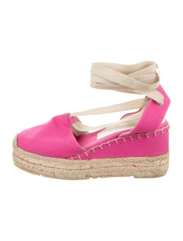 Pre-owned Ralph Lauren Canvas Braided Accents Espadrilles In Pink