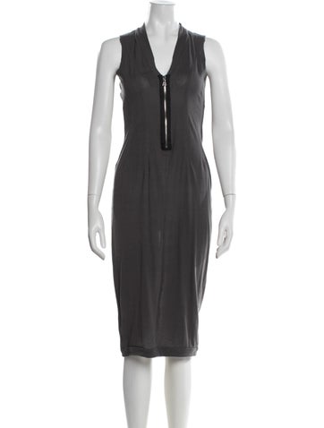 Pre-owned Rame V-neck Knee-length Dress In Grey