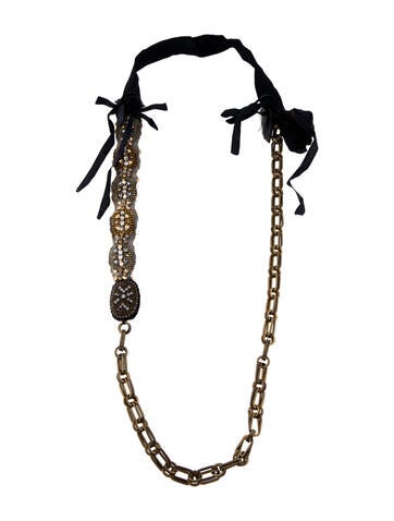 Ranjana Khan Chain Crystal & Fabric Necklace