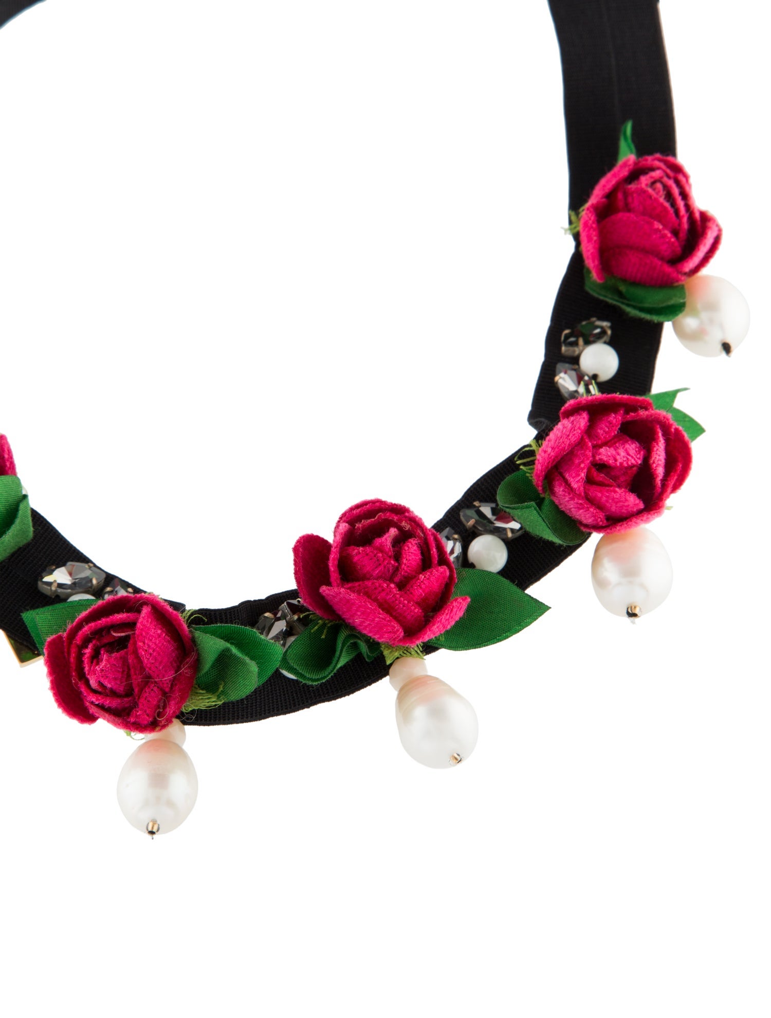 Ranjana Khan Pearl, Bead & Fabric Flower Choker Necklace