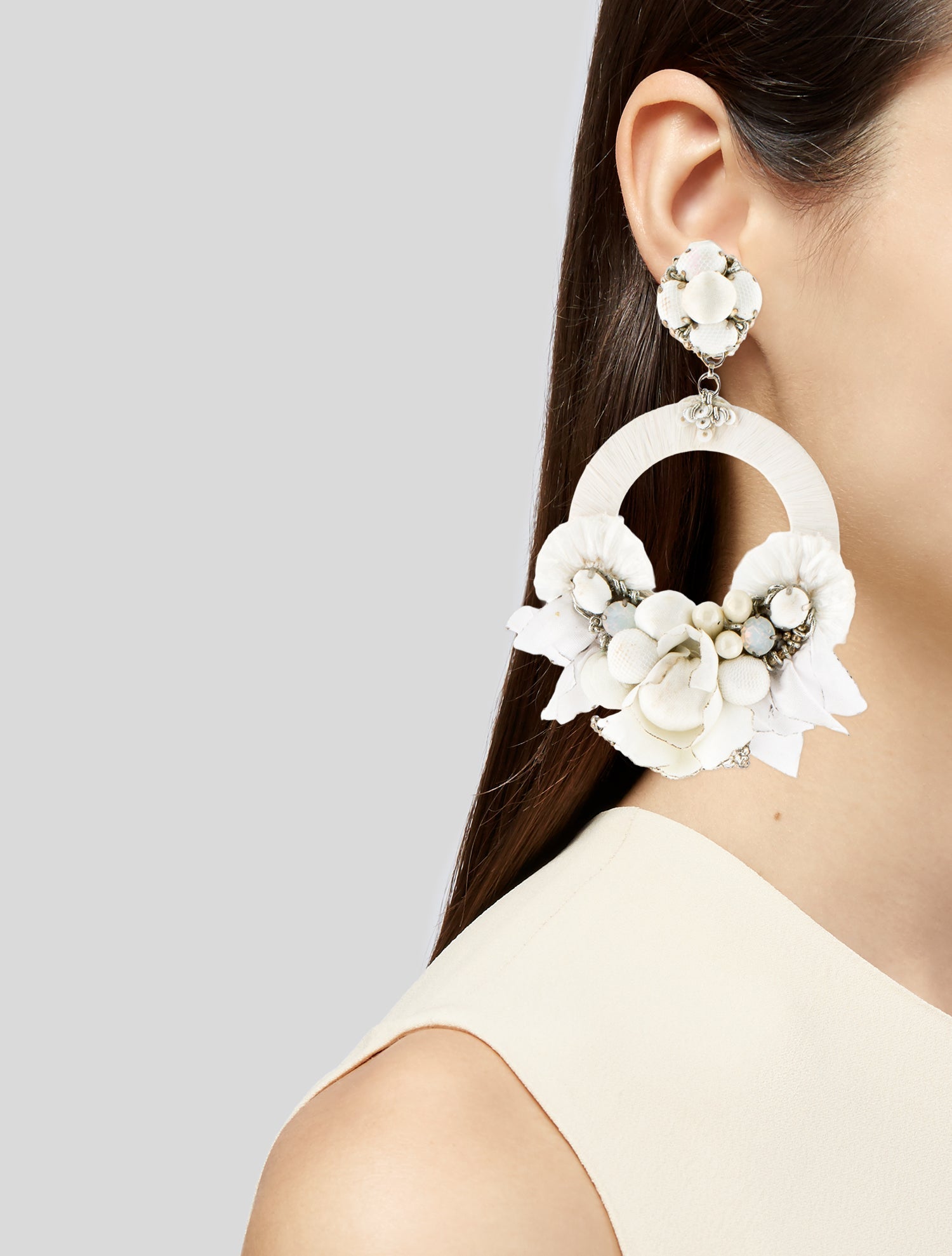 Ranjana Khan Crystal, Resin & Fabric Clip-On Drop Earrings