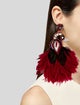 Ranjana Khan Crystal, Pearl,& Feather Swan clip On Drop Earrings
