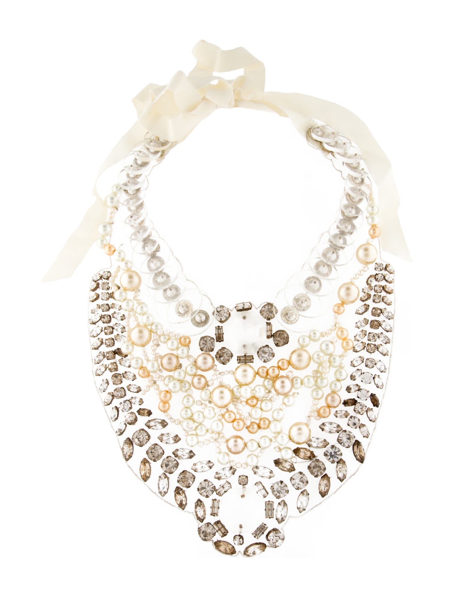Ranjana Khan Faux Pearl & Crystal Bib Collar Necklace
