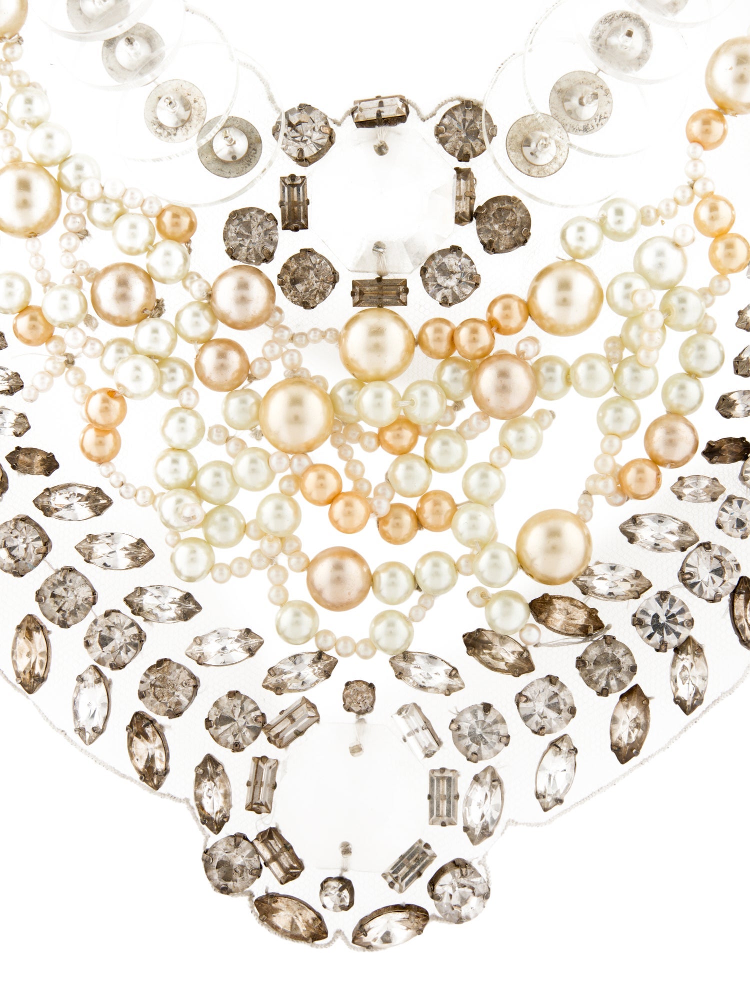 Ranjana Khan Faux Pearl & Crystal Bib Collar Necklace