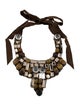 Ranjana Khan Crystal, Bead, Stone & Ribbon Bib Collar Necklace