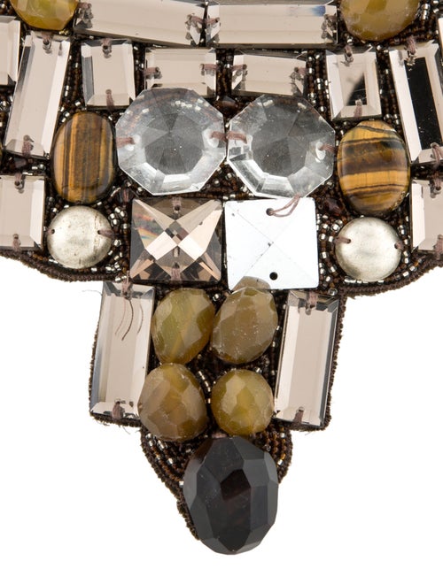 Ranjana Khan Crystal, Bead, Stone & Ribbon Bib Collar Necklace