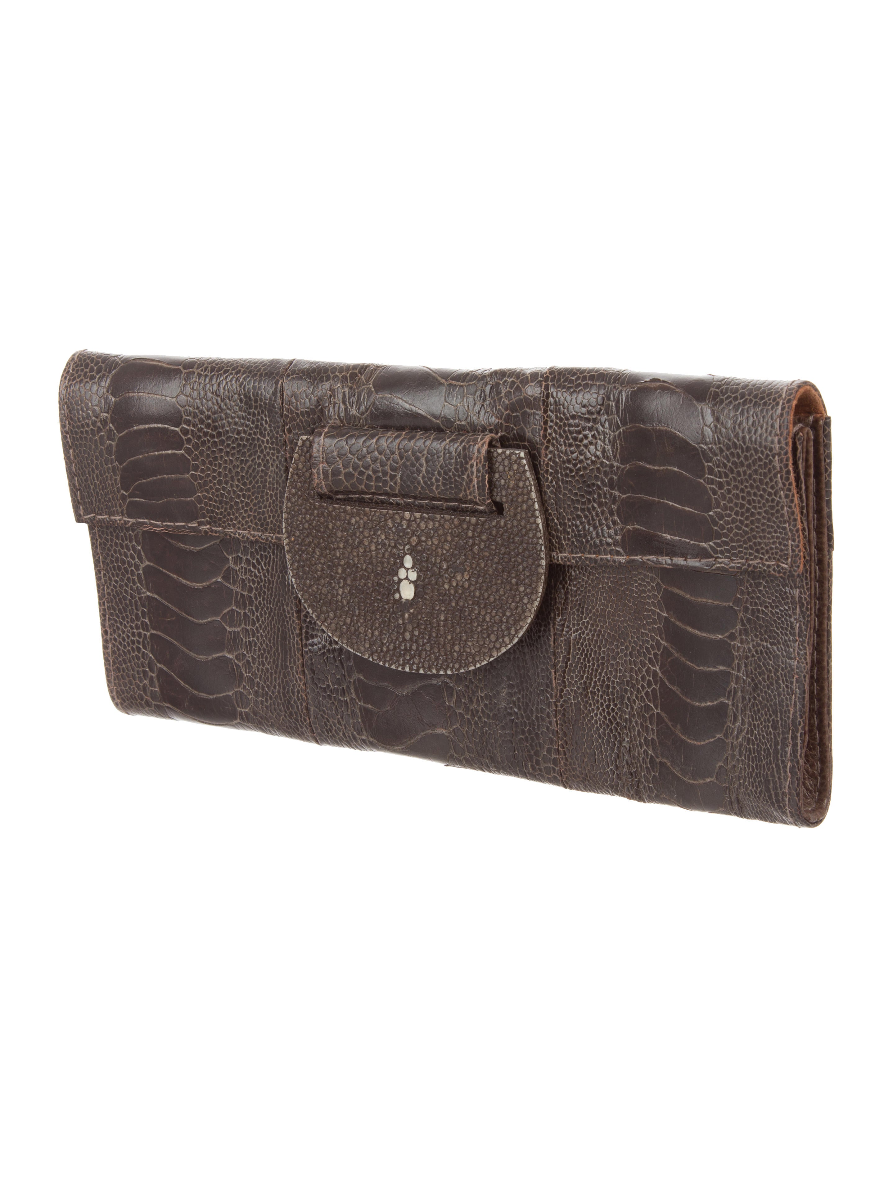 R&Y Augousti Ostrich Leg & Stingray Clutch Handbags RAY20354 The