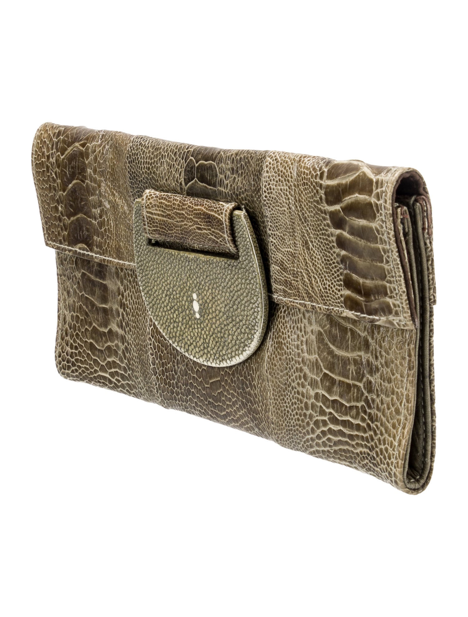 R&Y Augousti Embossed Leather Clutch