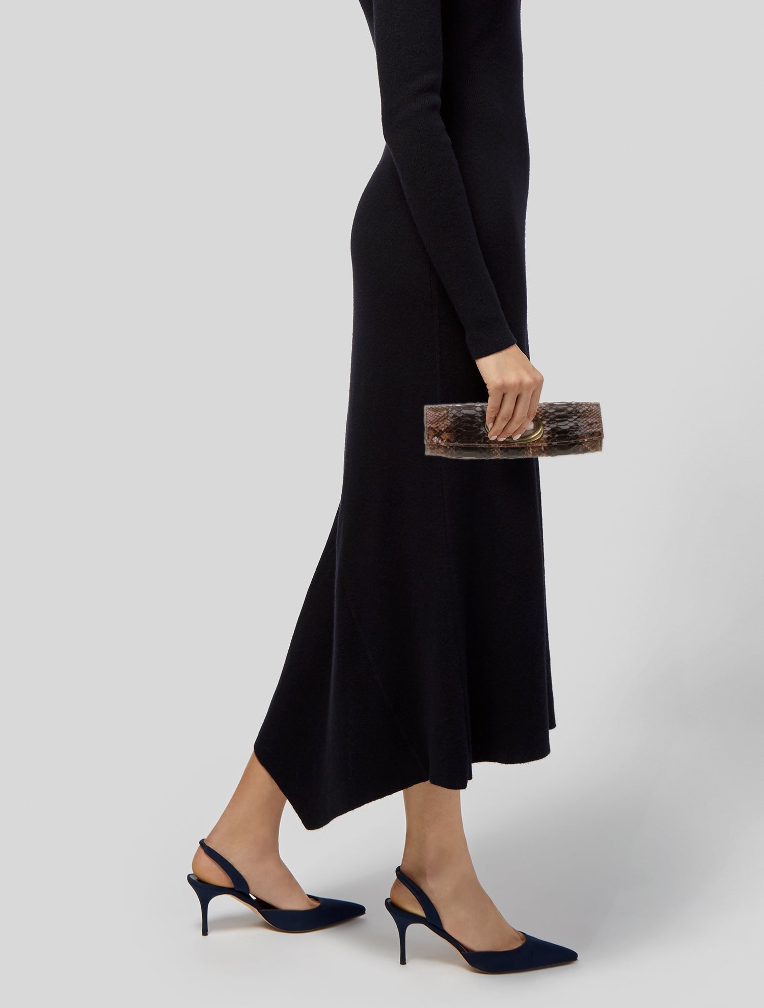 R&Y Augousti Snakeskin Clutch