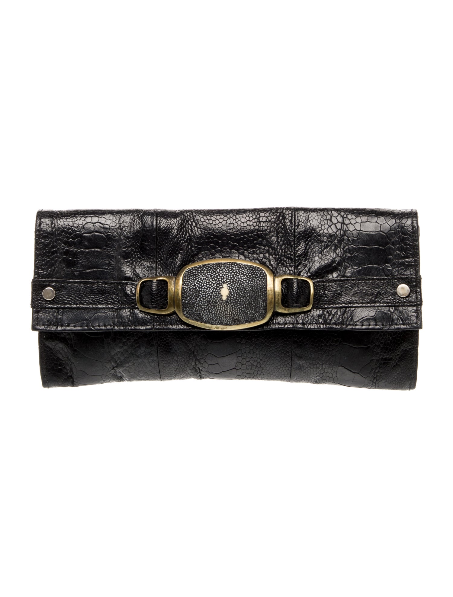 R&Y Augousti Embossed Leather Clutch