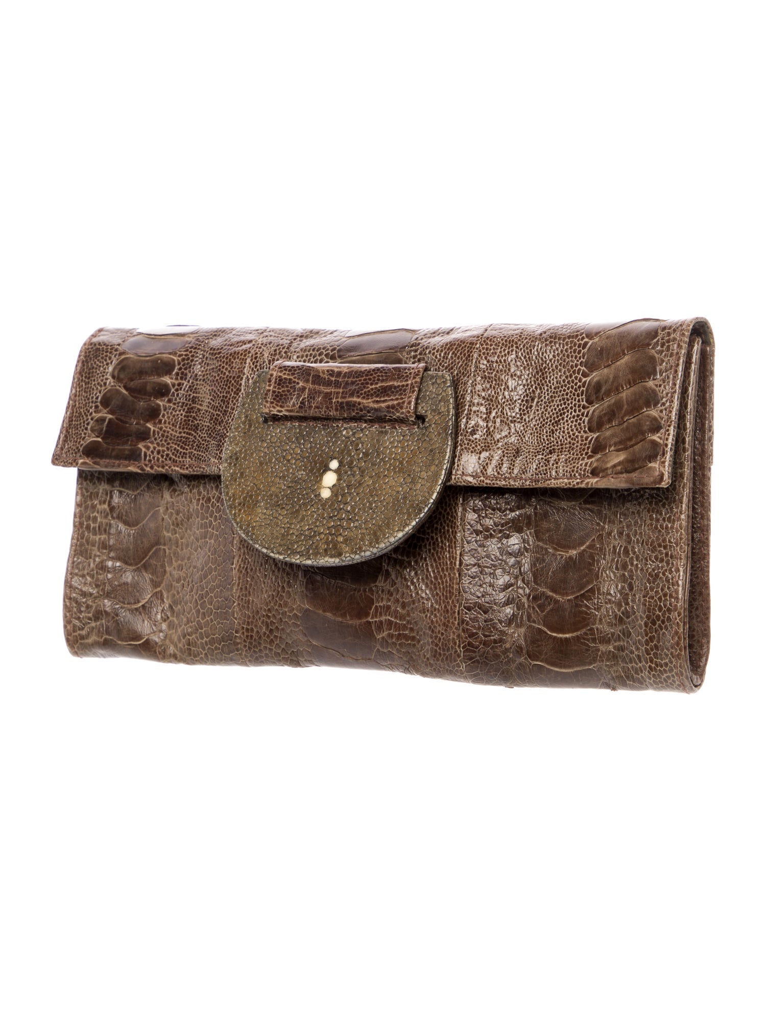 R&Y Augousti Embossed Leather Clutch