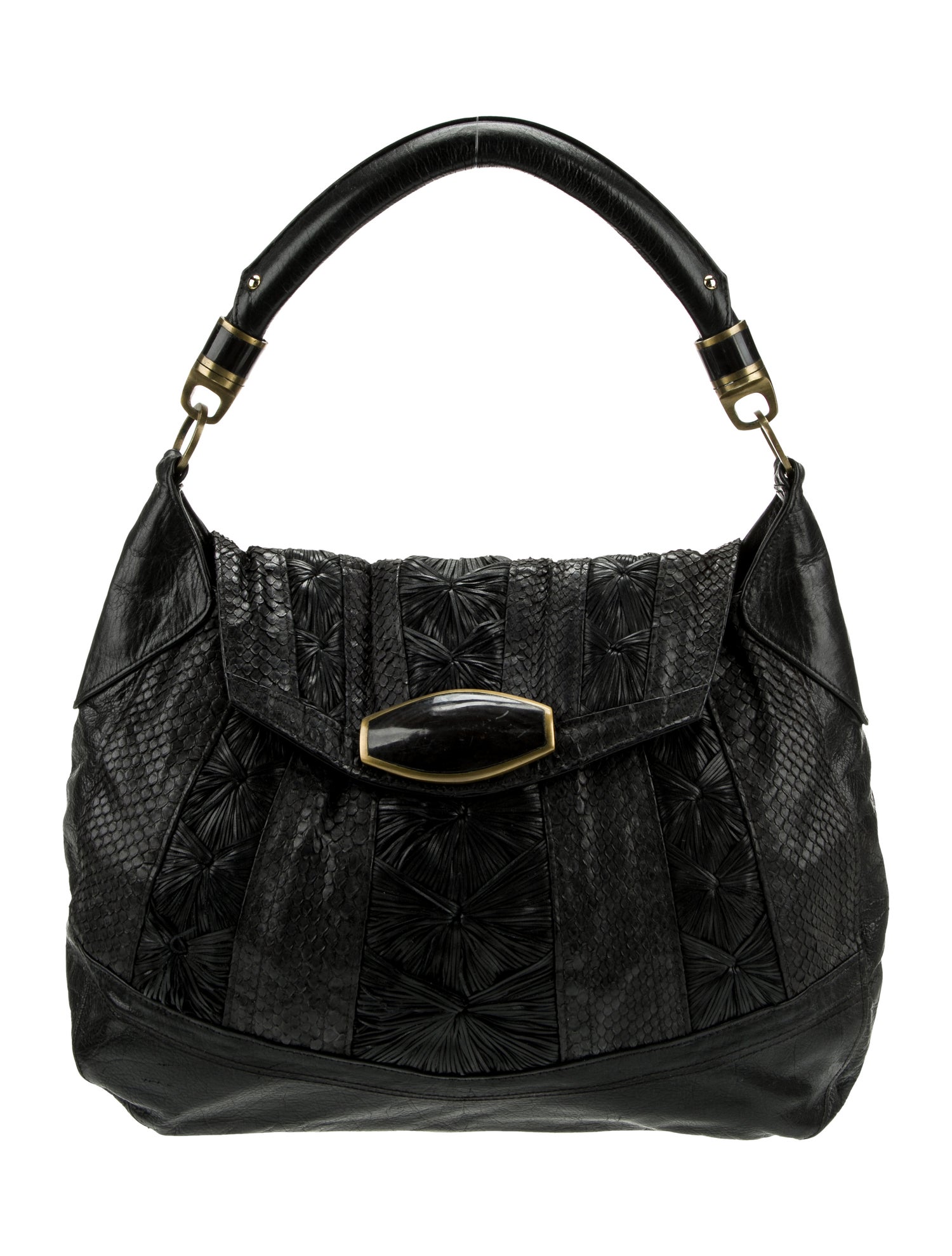 R&Y Augousti Embossed Leather Shoulder Bag