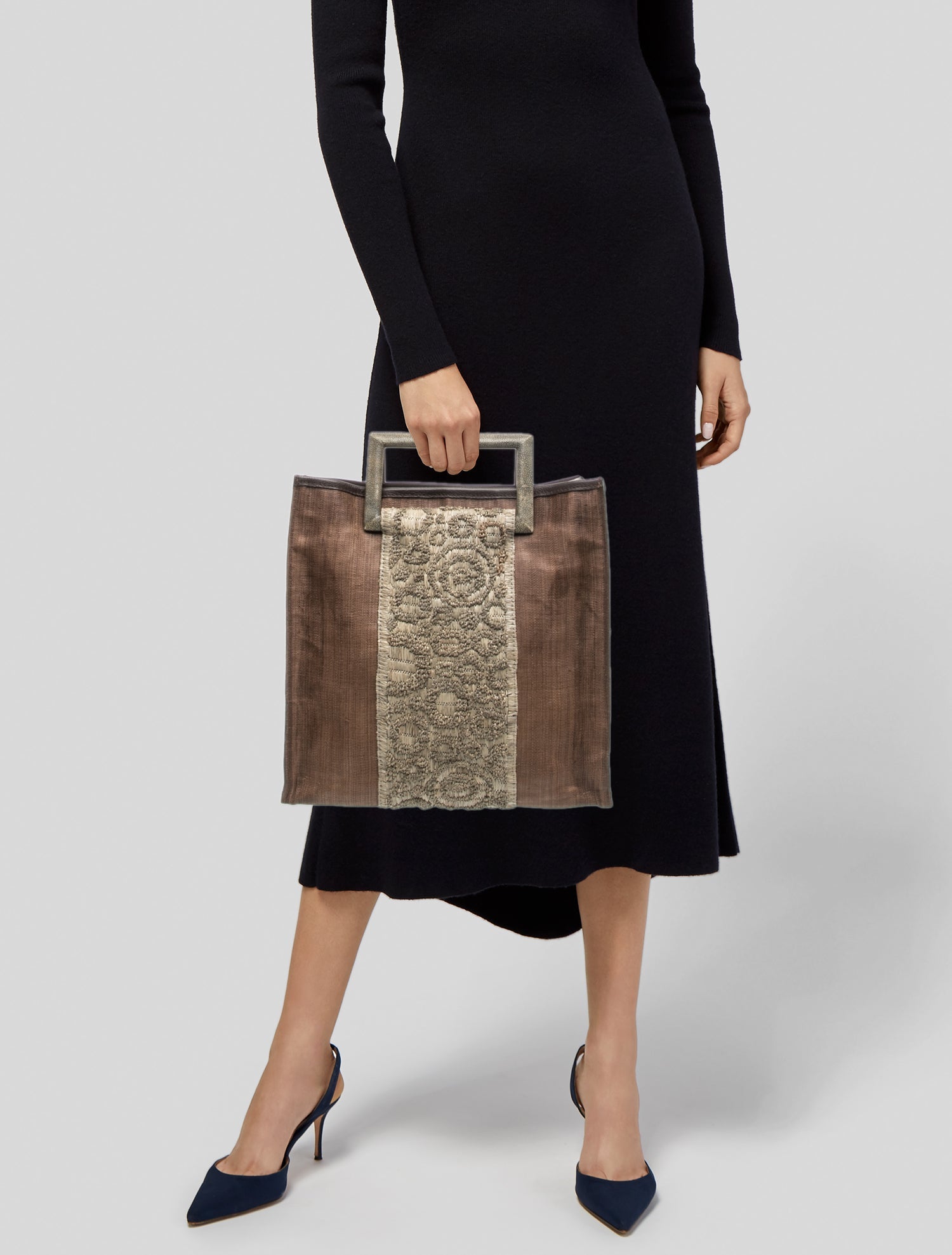 R&Y Augousti Raffia Top Handle Bag